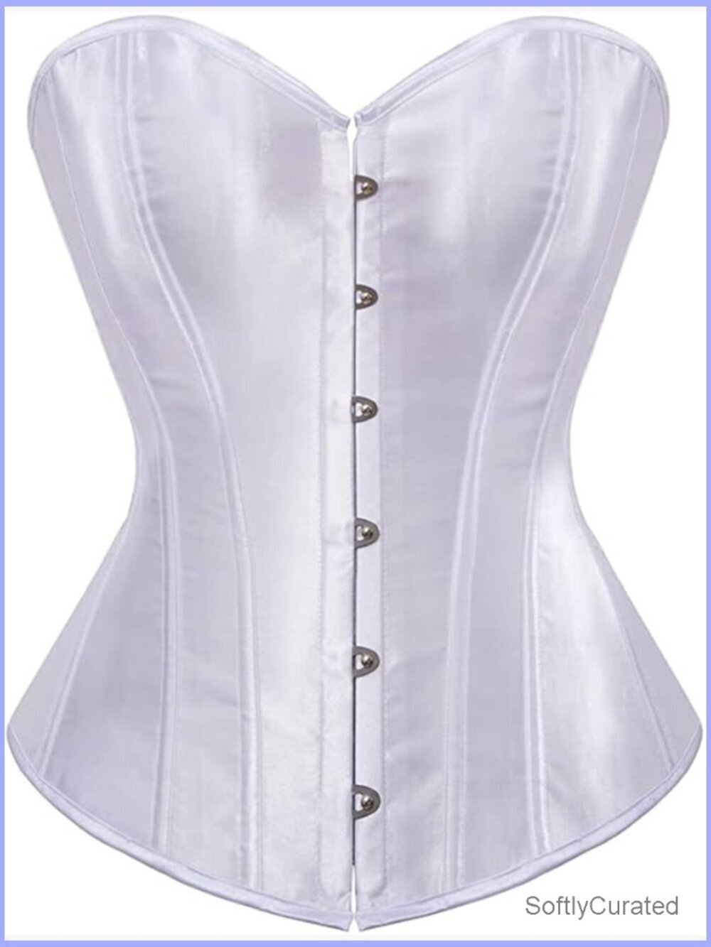 Satin Overbust Corset Top with Lace-Up Back, Plus Size Shapewear